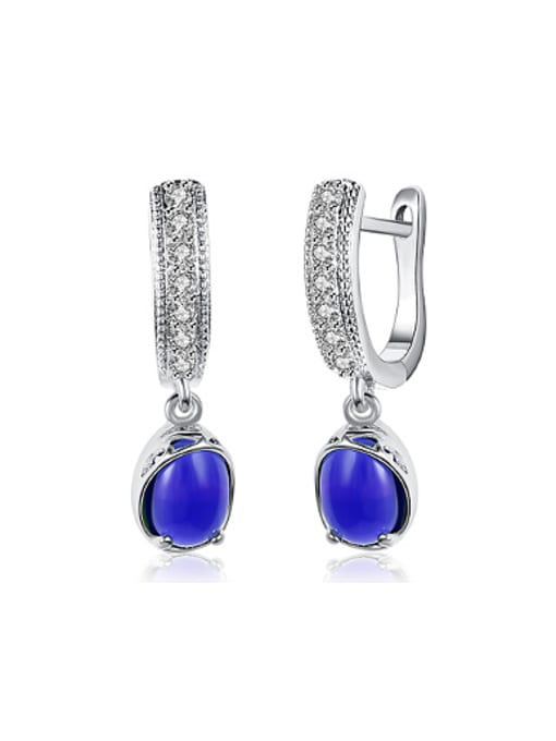 Blue Fashion Oval Stone Rhinestones Earrings