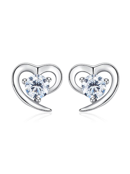 CEIDAI Tiny 925 Silver Heart Cubic Zircon Stud Earrings 0