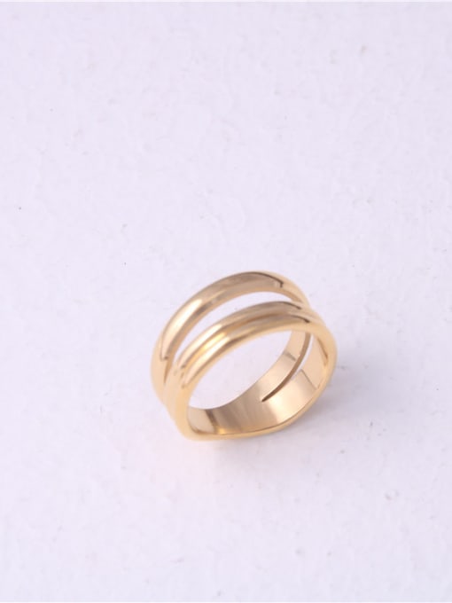 GROSE Titanium With Gold Plated Simplistic Smooth Round Band Rings 2