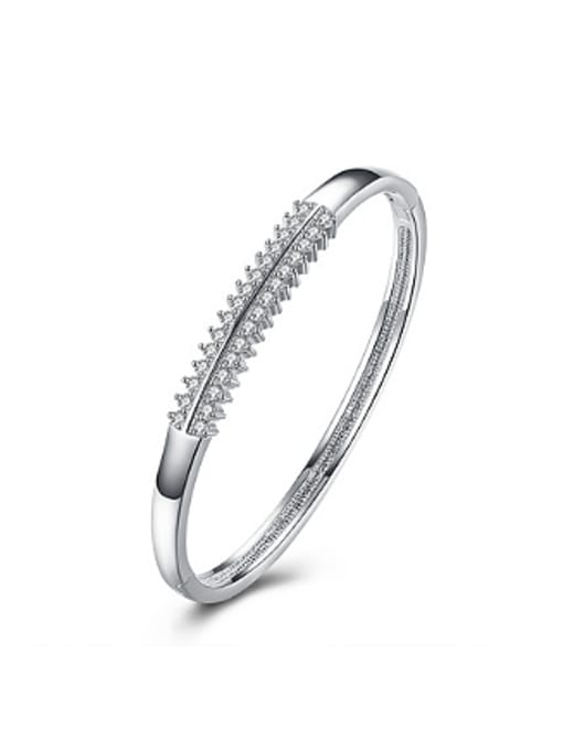 OUXI Simple Zircon Silver Plated Bangle