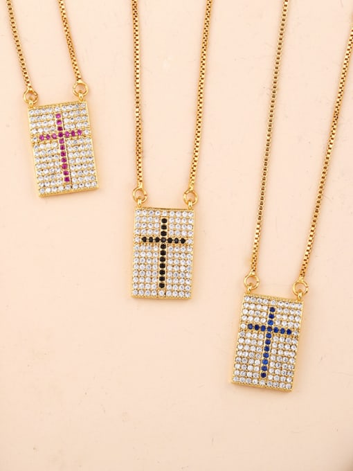 CC Copper With  Cubic Zirconia Personality Cross Necklaces 4