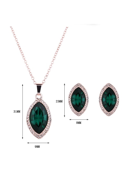 BESTIE Alloy Rose Gold Plated Fashion Water Drop shaped Artificial Stone Two Pieces Jewelry Set 2
