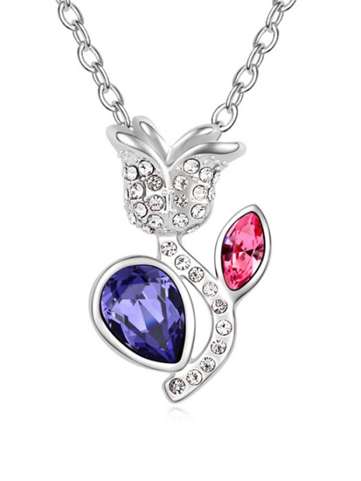 1 Personalized austrian Crystals-covered Flower Pendant Alloy Necklace
