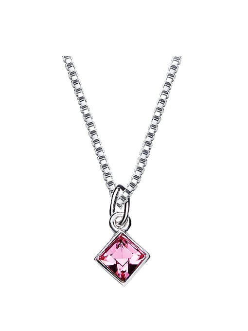 Pink S925 Silver Square-shaped Necklace
