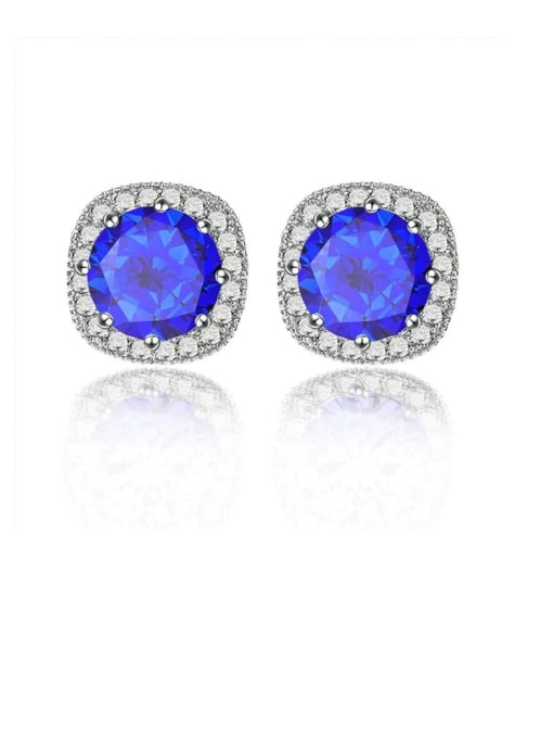 platinum blue Copper With Platinum Plated Simplistic Geometric Stud Earrings