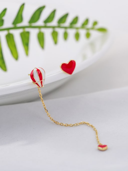 Peng Yuan Asymmetrical Hot Air Balloon Heart-shaped Earrings 2