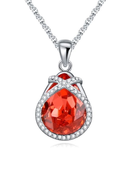 Red Water Drop Cubic austrian Crystals Pendant Alloy Necklace
