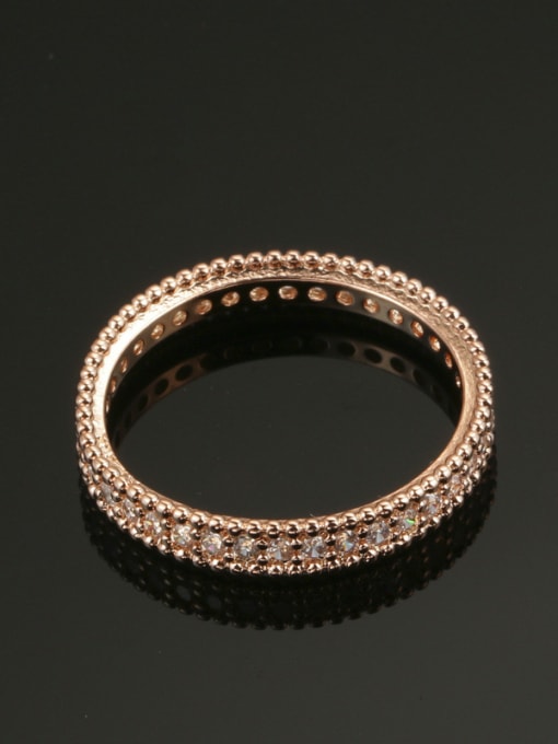 ZK Rose Gold Plated Zircons Fashion Copper Ring 1