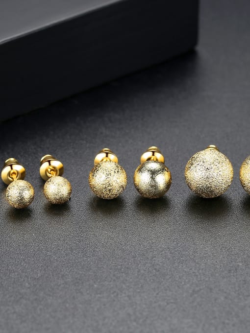 BLING SU Copper With 18k Gold Plated Simplistic Ball Stud Earrings 2