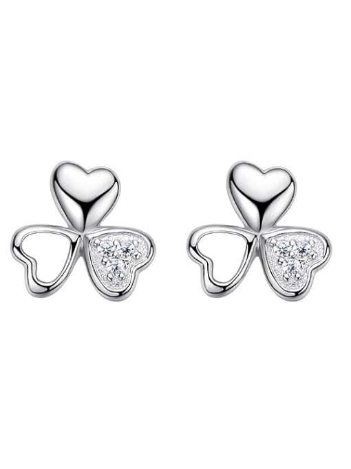 CEIDAI Tiny Little Heart Shiny Zirconias 925 Silver Stud Earrings 0