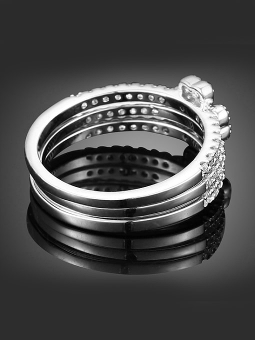 Wei Jia Fashion Three-in-one Shiny Zirconias Flowery Copper Ring 2