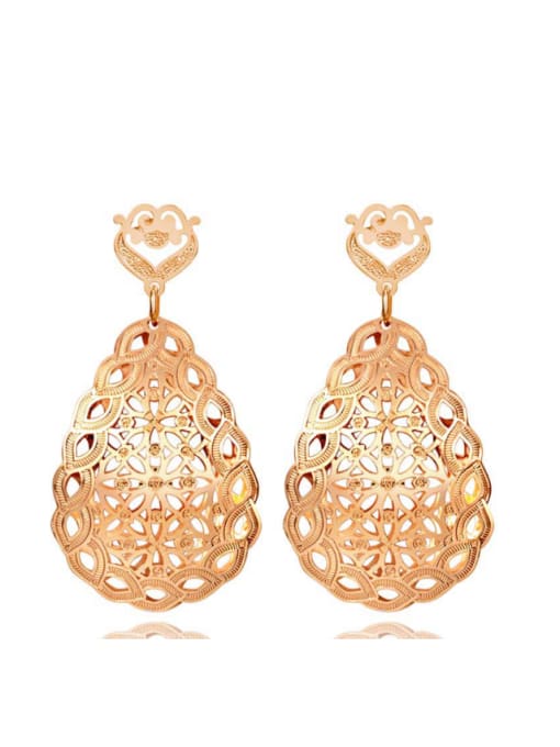 Ya Heng Hollow Water Drop Rose Gold Plated Drop Earrings 0