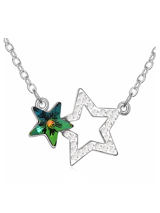 QIANZI Fashion austrian Crystals Double Stars Alloy Necklace