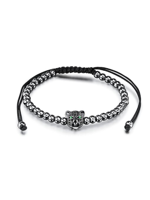 Black Fashion Leopard Head Beads Bracelet