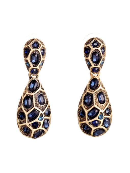 KM Personality Artificail Stones Alloy Stud drop earring