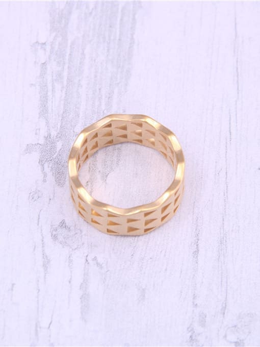 GROSE Titanium With Gold Plated Simplistic Geometric Band Rings 3