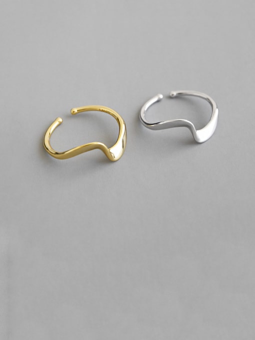 DAKA 925 Sterling Silver With Smooth Simplistic Irregular Free Size Rings