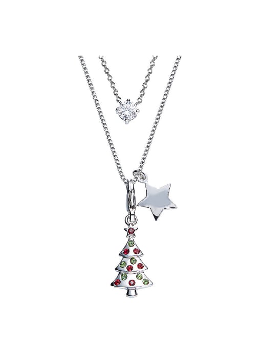 multi-color Tree Shaped Crystal Necklace
