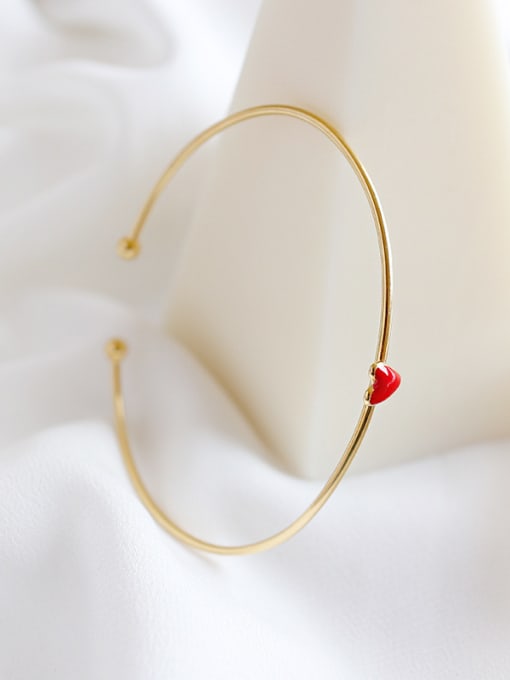 DAKA Pure silver Fashion Red Epoxy Love Gold Plated Bracelet 3