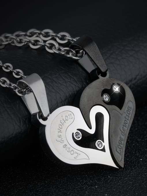 black white Fashion Personalized Combined Heart-shaped Titanium Lovers Necklace