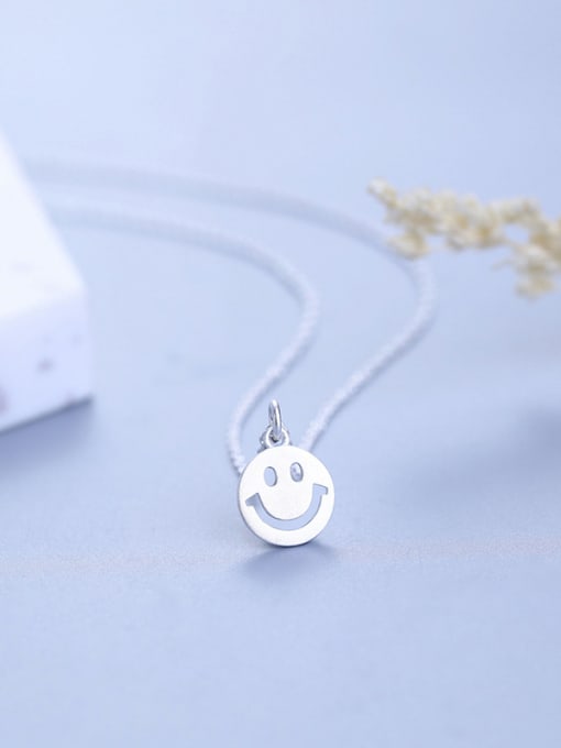 One Silver Smiling Face Necklace