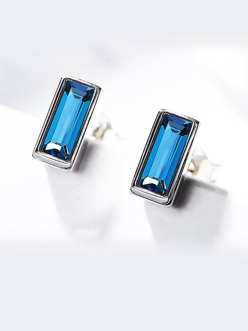 Blue Square Shaped Crystal stud Earring