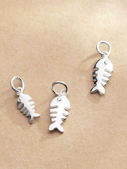 FAN 925 Sterling Silver With Silver Plated Cute Fishbone Charms 0