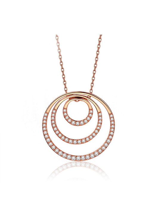 Ronaldo Temperament Multi-layer Circle AAA Zircon Necklace 0