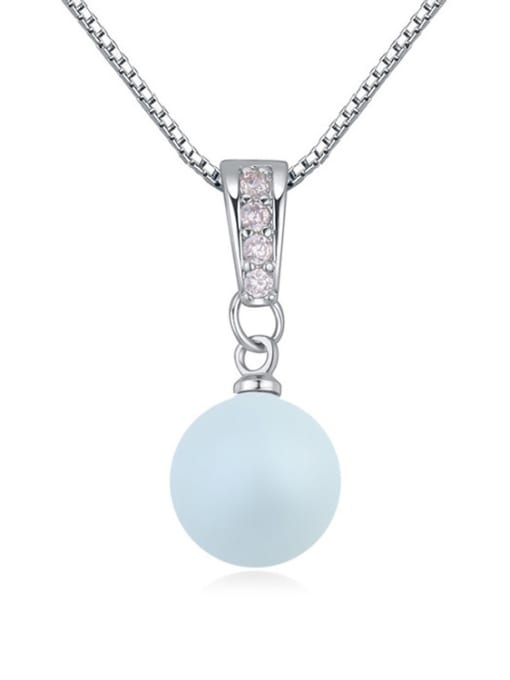 blue Simple Imitation Pearl-accented Crystals Pendant Alloy Necklace