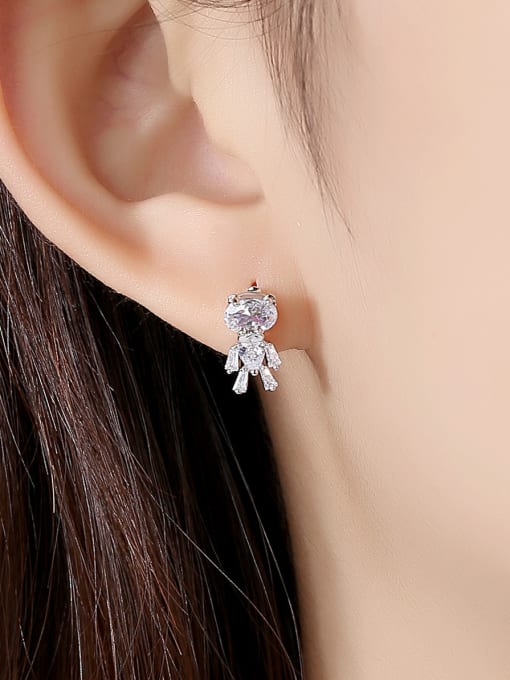 BLING SU Copper With Platinum Plated Cute Jamie Stud Earrings 1