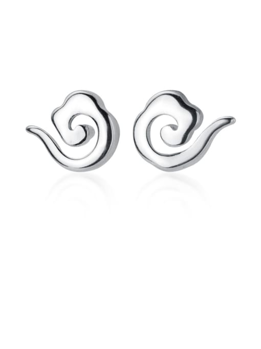 Rosh 925 Sterling Silver With Platinum Plated Cute snails  Stud Earrings