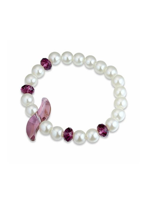 purple Fashion White Imitation Pearls austrian Crystals Bracelet