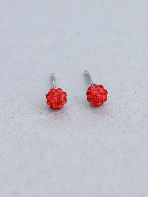Red Women Round Shaped Zircon stud Earring