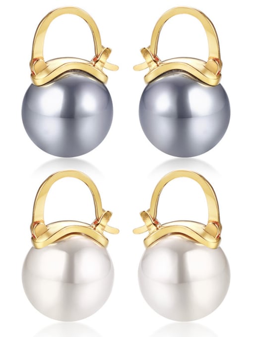 LI MUMU Stainless Steel Fashion  Imitation Pearl Stud Earrings 0
