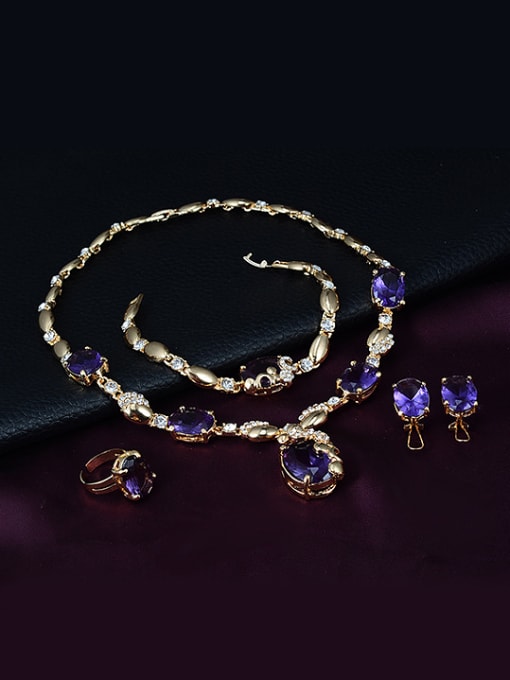 BESTIE Alloy Imitation-gold Plated Fashion Artificial Gemstones Four Pieces Jewelry Set 1
