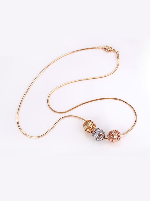 XP Copper Alloy Multi-gold Plated Ethnic style Hollow Beads Necklace 2