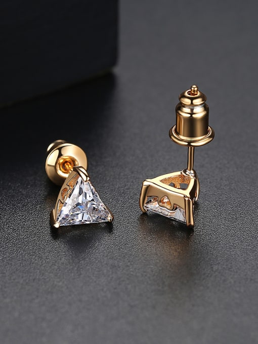 BLING SU Copper With 18k Gold Plated Simplistic Triangle Stud Earrings 0