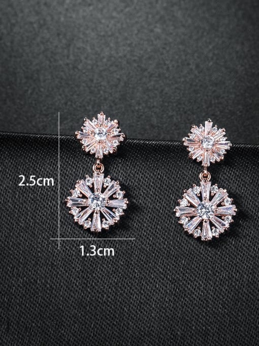 Mo Hai Copper With Platinum Plated Simplistic Flower Drop Earrings 3