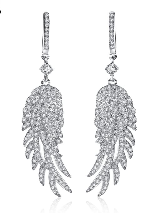 BLING SU AAA zircon inlaid fashion Feather Earrings Gift 3