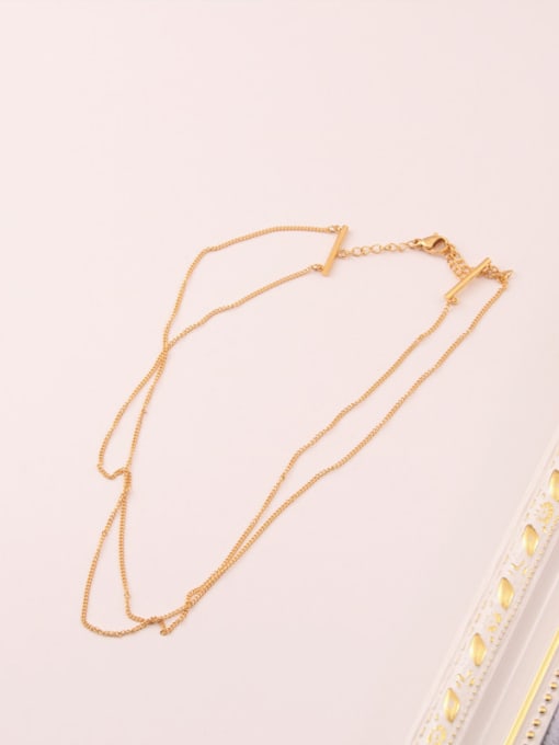 GROSE Titanium With Gold Plated Simplistic Chain Multi Strand Necklaces