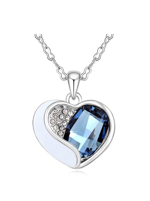 QIANZI Fashion austrian Crystal Heart Pendant Alloy Necklace
