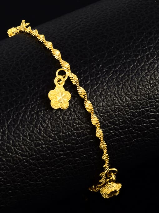 Yi Heng Da Women Exquisite Gold Plated Flower Shaped Copper Bracelet 1