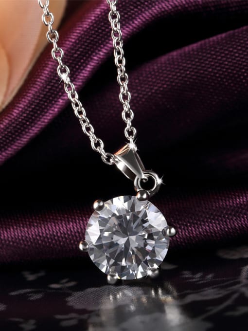 Platinum White 18K White Gold Austria Crystal Round Shaped Necklace