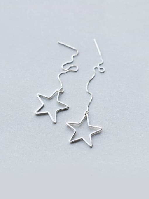 Rosh S925 Silver Lines Hollow Star drop threader earring 0