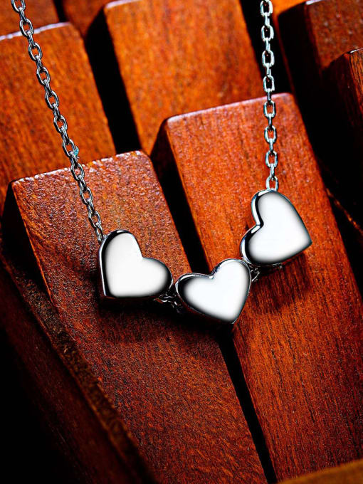 One Silver Three Heart Necklace 2