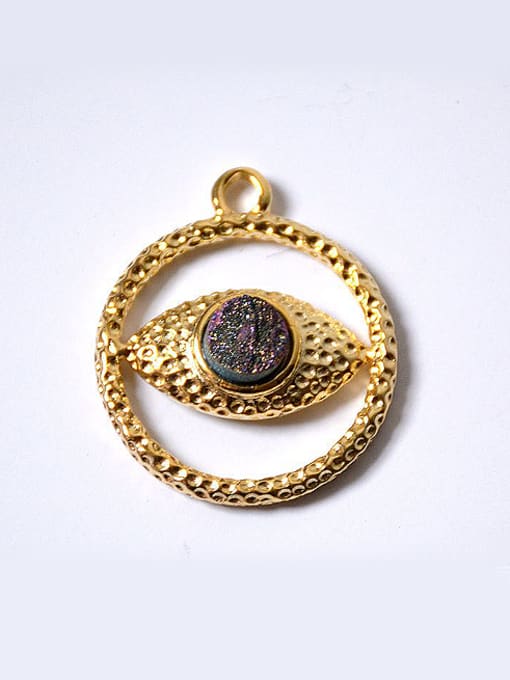 multi-color Personalized Eye-shaped Crystal Gold Plated Pendant