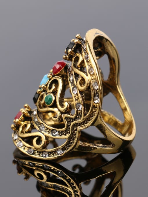 Gujin Retro Exaggerated style Hollow Resin stones Alloy Ring 3