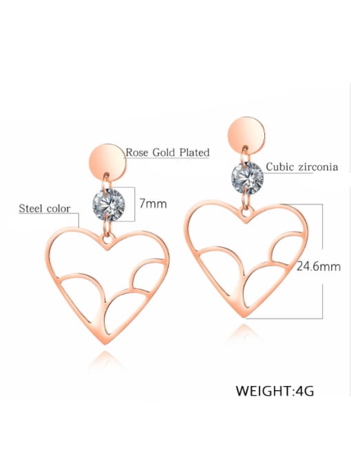 Open Sky Stainless Steel With Rose Gold Plated Classic Heart Stud Earrings 2