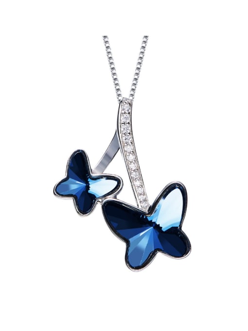 blue Butterfly-shaped S925 Silver Necklace