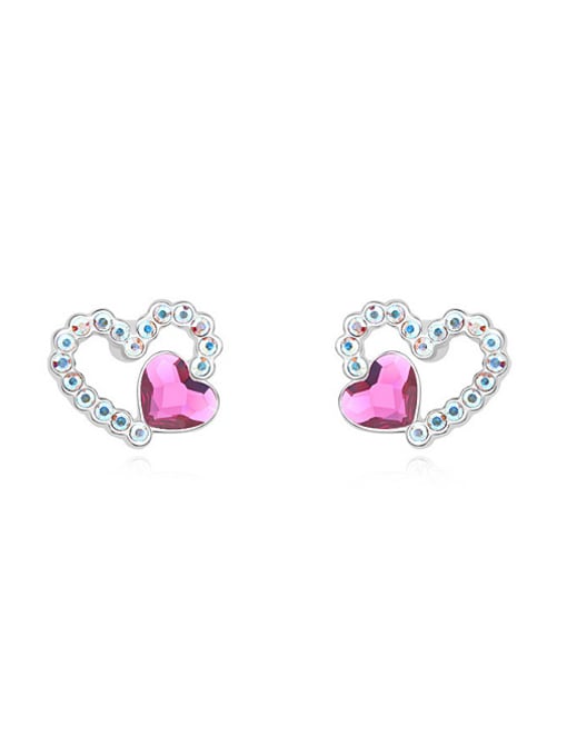 QIANZI Tiny Heart austrian Crystals Alloy Stud Earrings